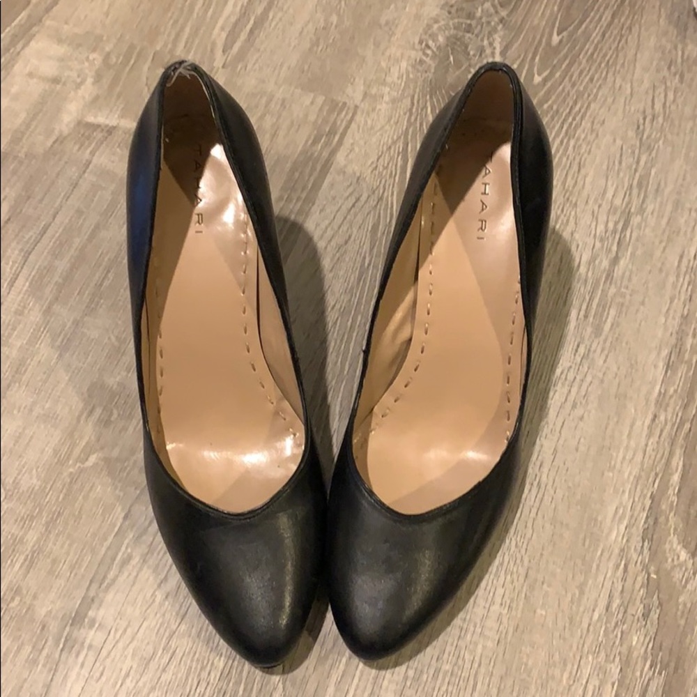 Black Leather Tahari heels
